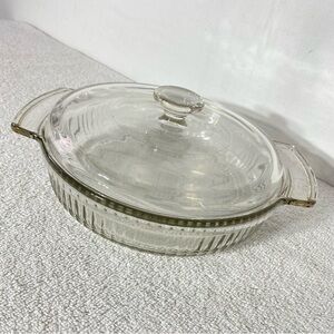 Vintage Anchor Hocking Clear Glass Casserole Dish with Lid